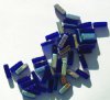 50 5x15mm Transparent Cobalt AB Glass Rectangle Beads